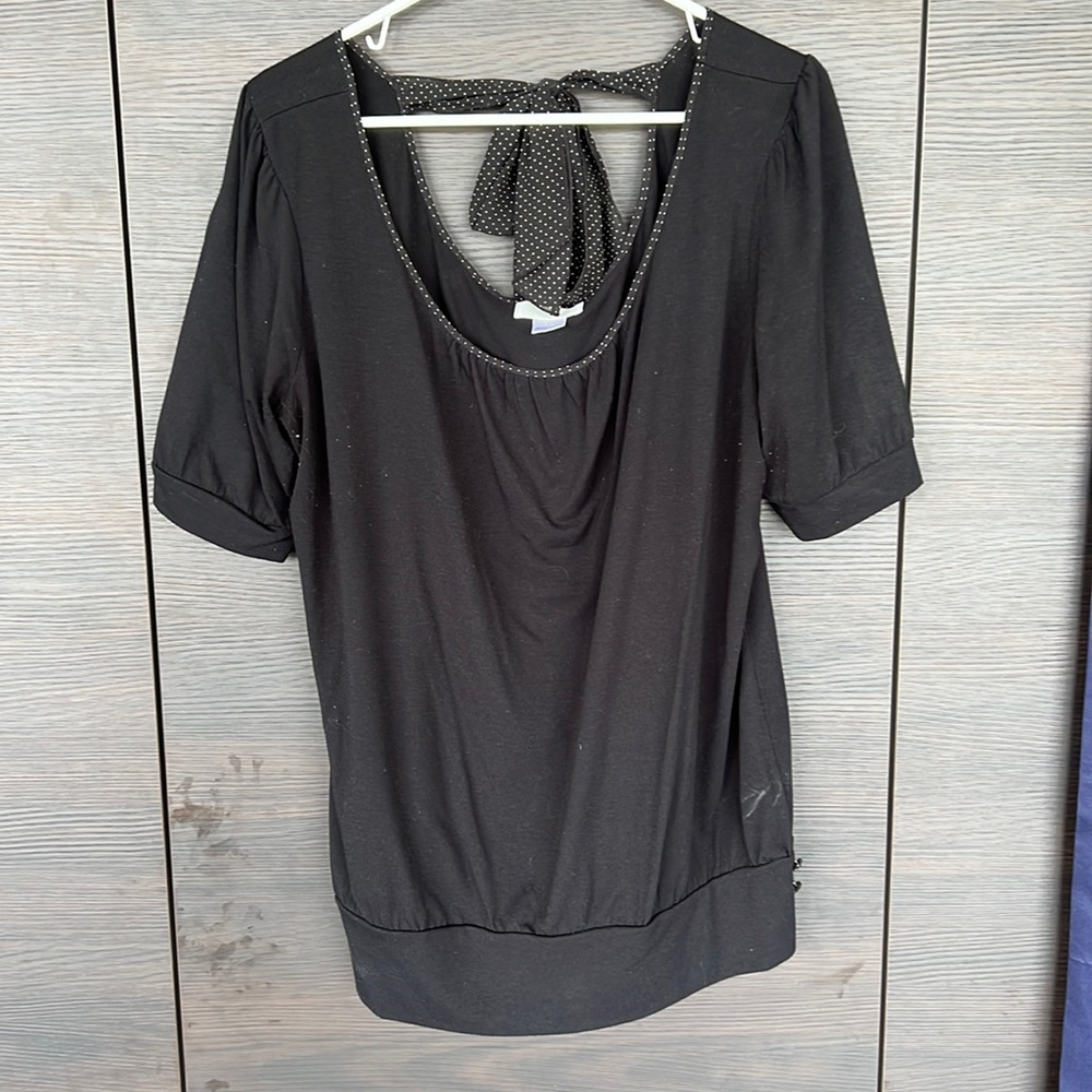 Maurice’s blouse with tie back embellishment